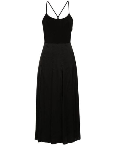 Claudie Pierlot Pleat-detail Paneled Midi Dress - Black
