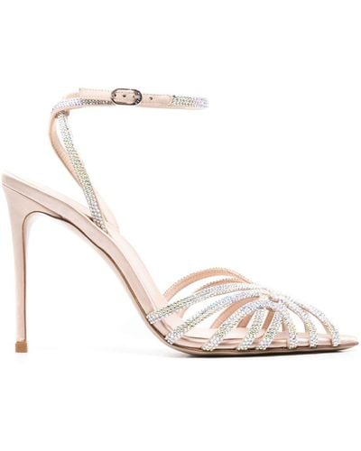 Le Silla Embrace 110mm Rhinestoned Sandals - White