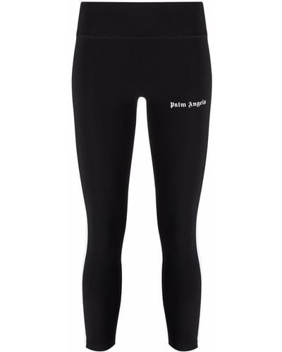 Palm Angels Leggings nero crop con stampa
