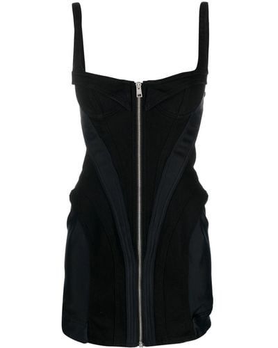 Mugler Paneled Zip-front Minidress - Black