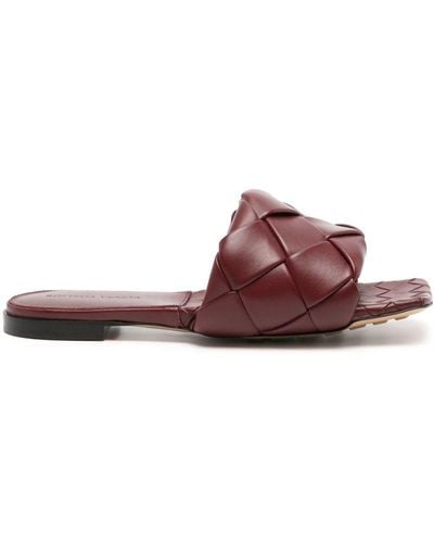 Bottega Veneta Lido Leather Slides - ブラウン