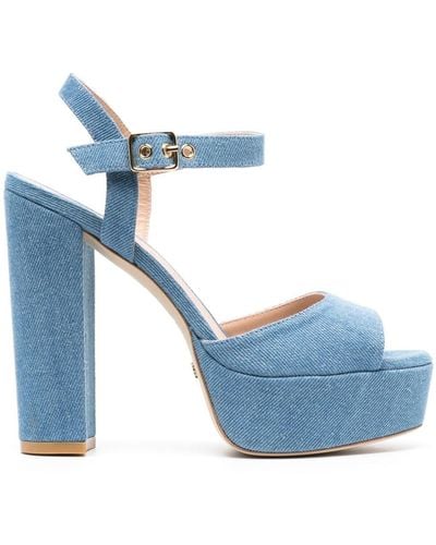 Stuart Weitzman Block-heel Platform Sandals - Blue