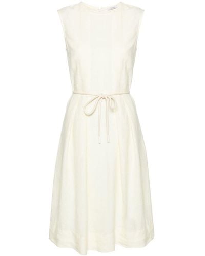 Peserico Pleat-detail Linen Midi Dress - White