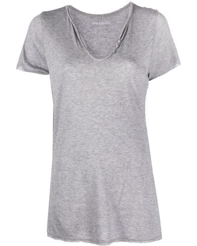 Zadig & Voltaire T-shirt à col tunisien - Gris