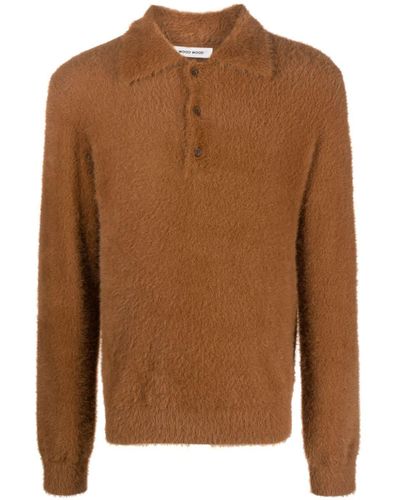 WOOD WOOD Brushed Polo Sweater - Brown