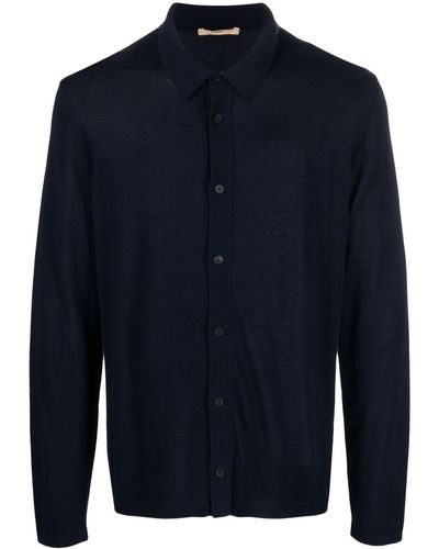Nuur Button-up Knitted Shirt - Blue