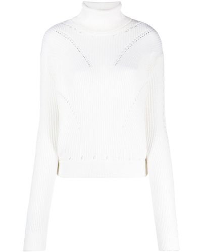 Genny Roll-neck Ribbed Jumper - White