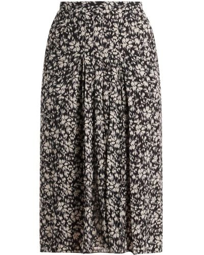 Isabel Marant Floral-print High-waisted Midi Skirt - Black
