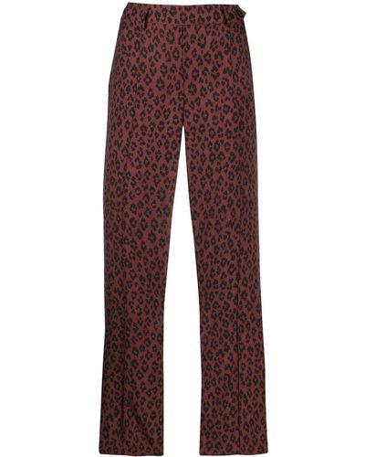 A.P.C. Pantalon crop à imprimé léopard - Rouge