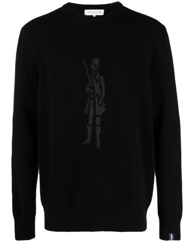 Mackintosh Logo-intarsia Merino Wool-blend Sweater - Black