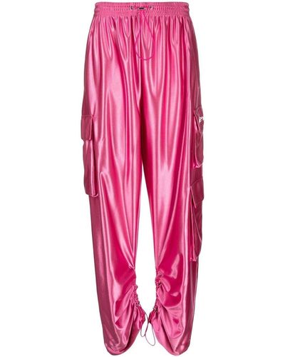 Khrisjoy Metallic Multi-pocket Straight Trousers - Pink