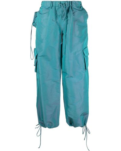 LAQUAN SMITH Low-rise Iridescent Cargo Pants - Blue