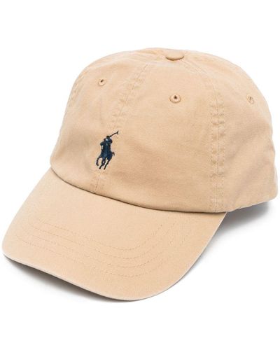 Polo Ralph Lauren Beige Baseball Cap With Blue Pony - Natural
