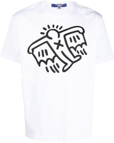 Junya Watanabe Camiseta con estampado gráfico de Junya Watanabe x Comme des Garçons x Keith Haring - Blanco