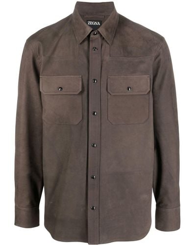 Zegna Calf-suede Shirt-jacket - Brown