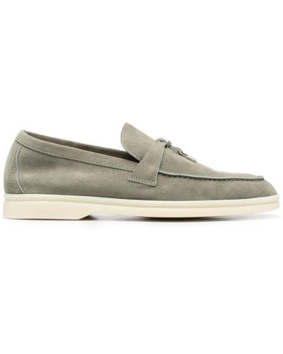 Loro Piana Summer Charms Suede Loafers - Green