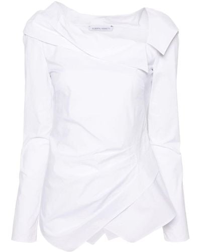 Alberta Ferretti Popeline-Bluse mit Falten - Weiß