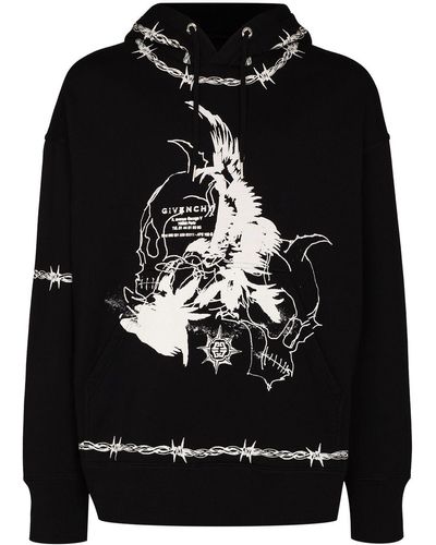 Givenchy Sudadera con capucha y estampado Gothic - Negro