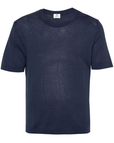 Luigi Borrelli Napoli Fijngeribbeld T-shirt - Blauw
