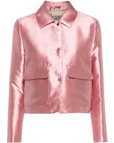 Herno Straight-collar Cropped Satin Jacket - Pink