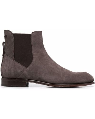 Zegna Elasticated Suede Boots - Brown
