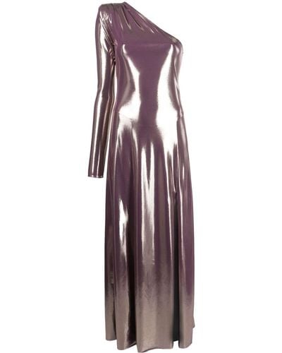 Forte Forte Lamé-effect One-shoulder Maxi Dress - Purple