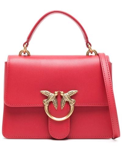Pinko Mini Love Leather Tote Bag - Red