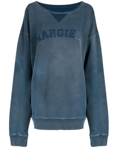 Maison Margiela Logo-print Faded Sweatshirt - Blue