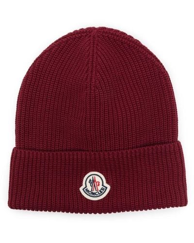 Moncler Logo-patch Cotton Beanie - Red