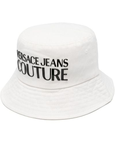 Versace Jeans Couture Rubberised-logo Bucket Hat - White