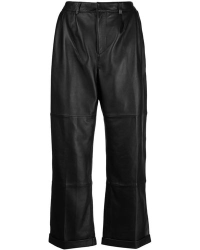 PAIGE Pantalon Jia en cuir - Noir