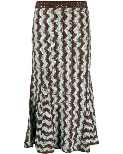Wales Bonner Ocean Zigzag Cotton Skirt - Black