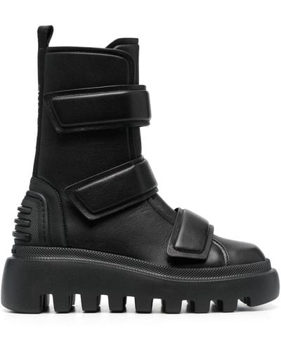 Vic Matié Touch-strap Leather Combat Boots - Black