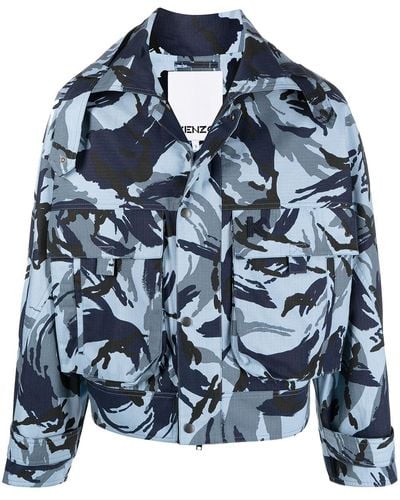 KENZO Giacca con stampa camouflage - Blu
