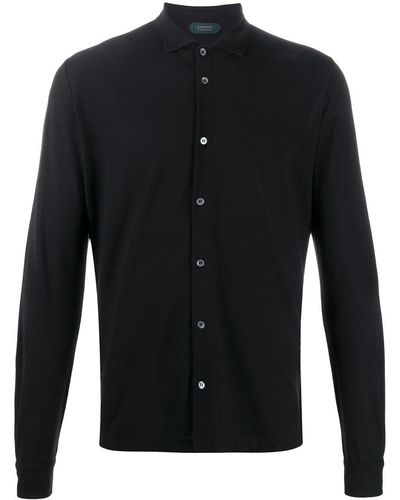 Zanone Katoenen Overhemd - Zwart