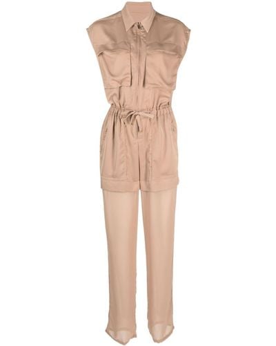Pinko Semi-sheer Panelled Sleeveless Jumpsuit - Brown