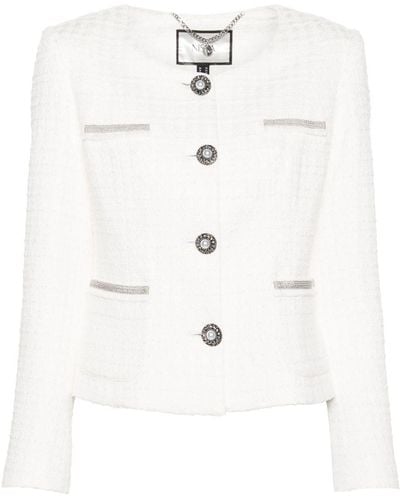 Nissa Chain-detailing Bouclé Jacket - White
