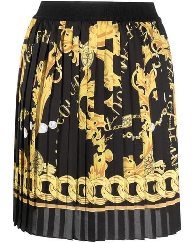 Versace Logo-print Pleated Miniskirt - Yellow