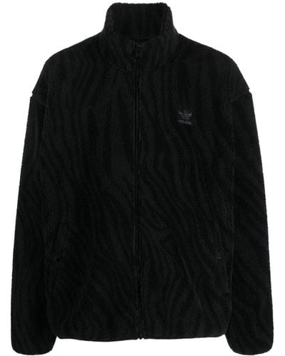 adidas Fleece-Sweatshirt mit Zebra-Print - Schwarz