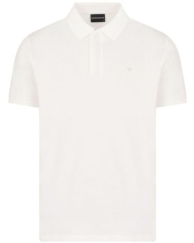 Emporio Armani Logo-plaque Cotton Polo Shirt - White