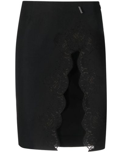 DSquared² Lace-detail Virgin Wool Skirt - Black