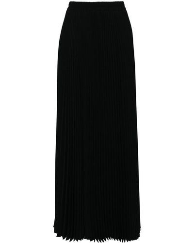 Styland High-waist Pleated Midi Skirt - Black