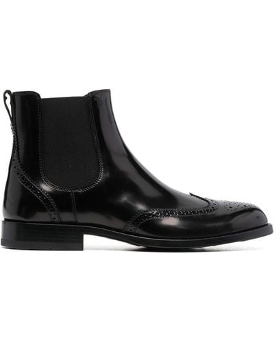 Tod's Brogue-detail Leather Chelsea Boots - Black