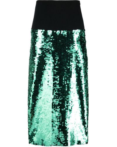 Erika Cavallini Semi Couture Jupe trapèze à sequins - Vert