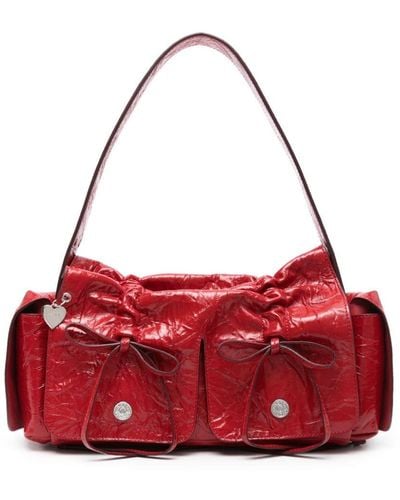 Acne Studios Crinkled Shoulder Bag - Red