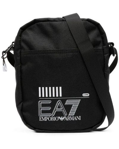 EA7 Bolso messenger con logo estampado - Negro