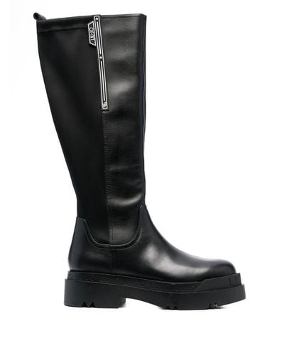 Liu Jo Logo-embossed Leather Boots - Black