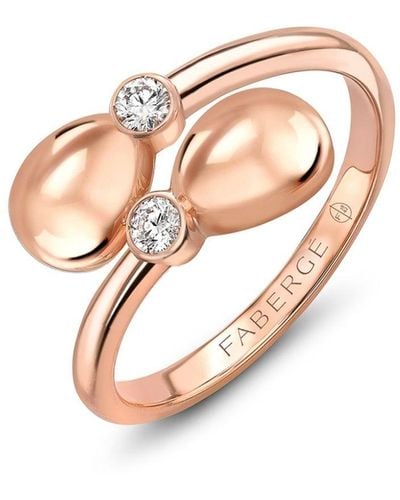 Faberge 18kt Rose Gold Essence Crossover Diamonds Ring - White