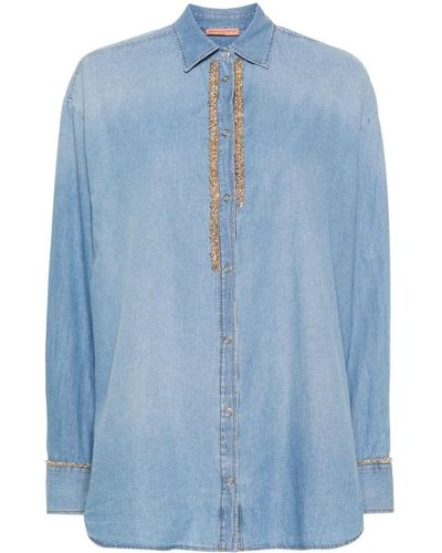 Ermanno Scervino Chain-link Cotton Shirt - Blue