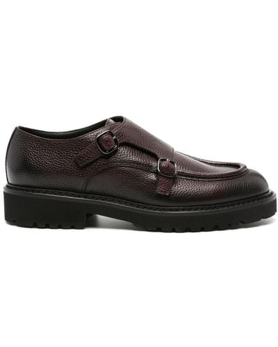 Doucal's Buckle-fastening Leather Monk Shoes - Brown